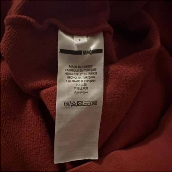 MCQ BY ALEXANDER MCQUEEN Sun Patch Logo Pullover Hoodie In Rust S - Picture 7 of 8